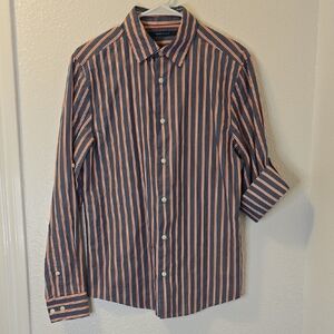 Perry Ellis Blue with Red Stripe Dress Casual Shirt